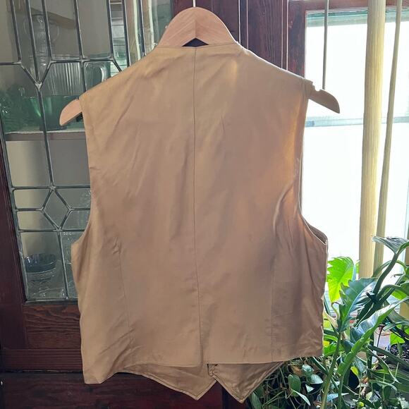 Vintage Brown Felt Suit Vest Size M Button Front Pockets Men Unisex Regency Goth - Picture 9 of 16